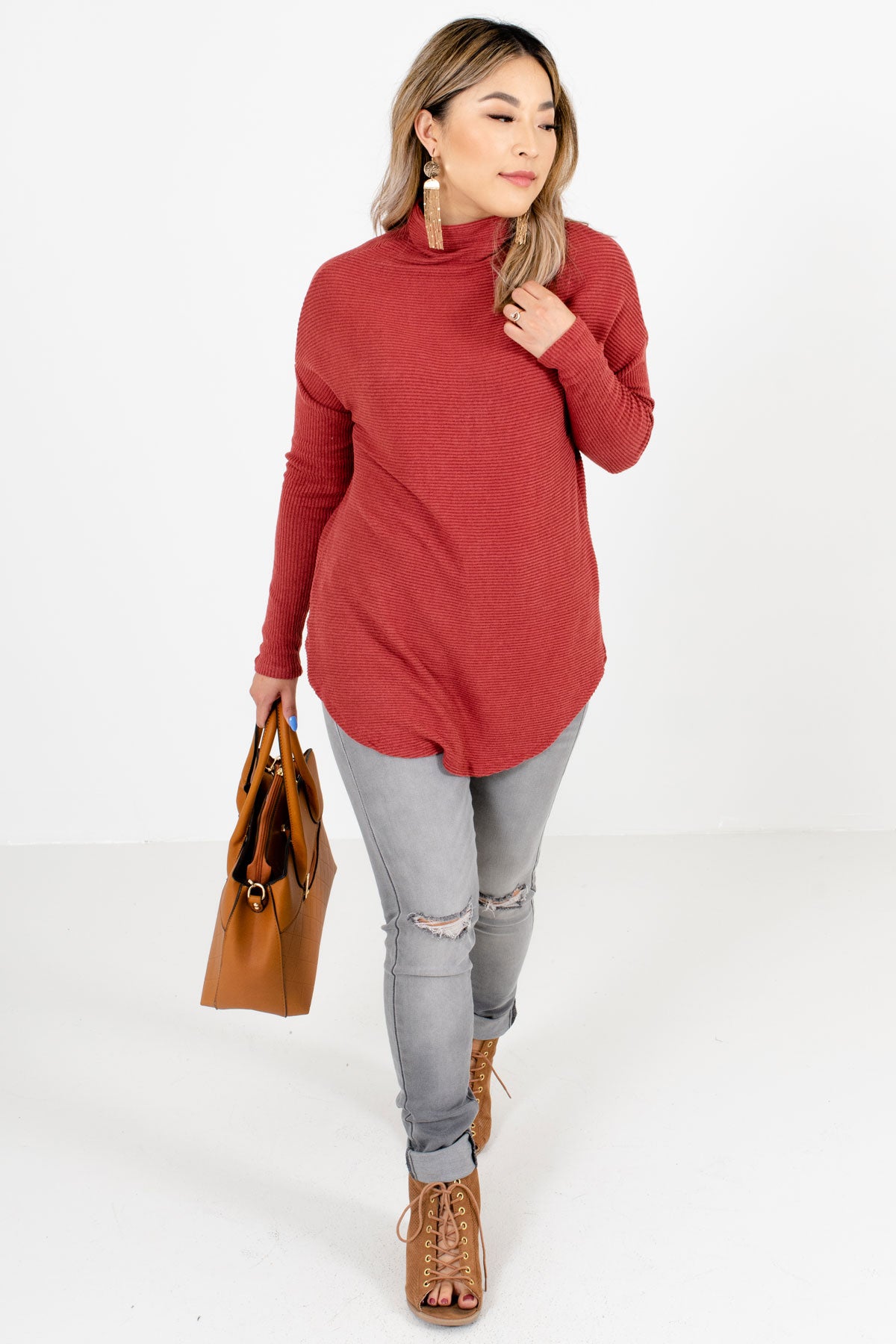 Women’s Brick Red Fall and Winter Boutique Clothing