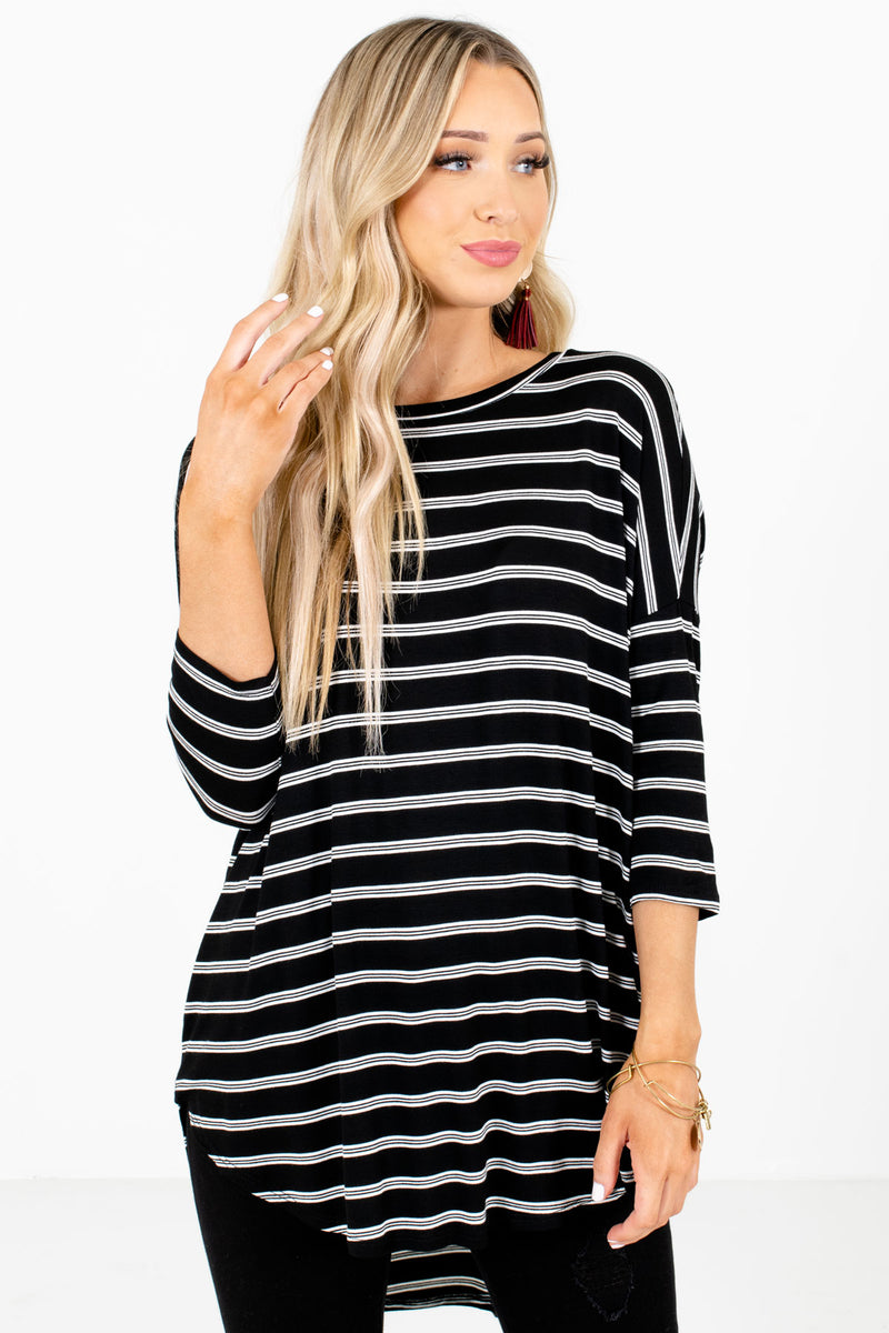 Just the Beginning Black Striped Top
