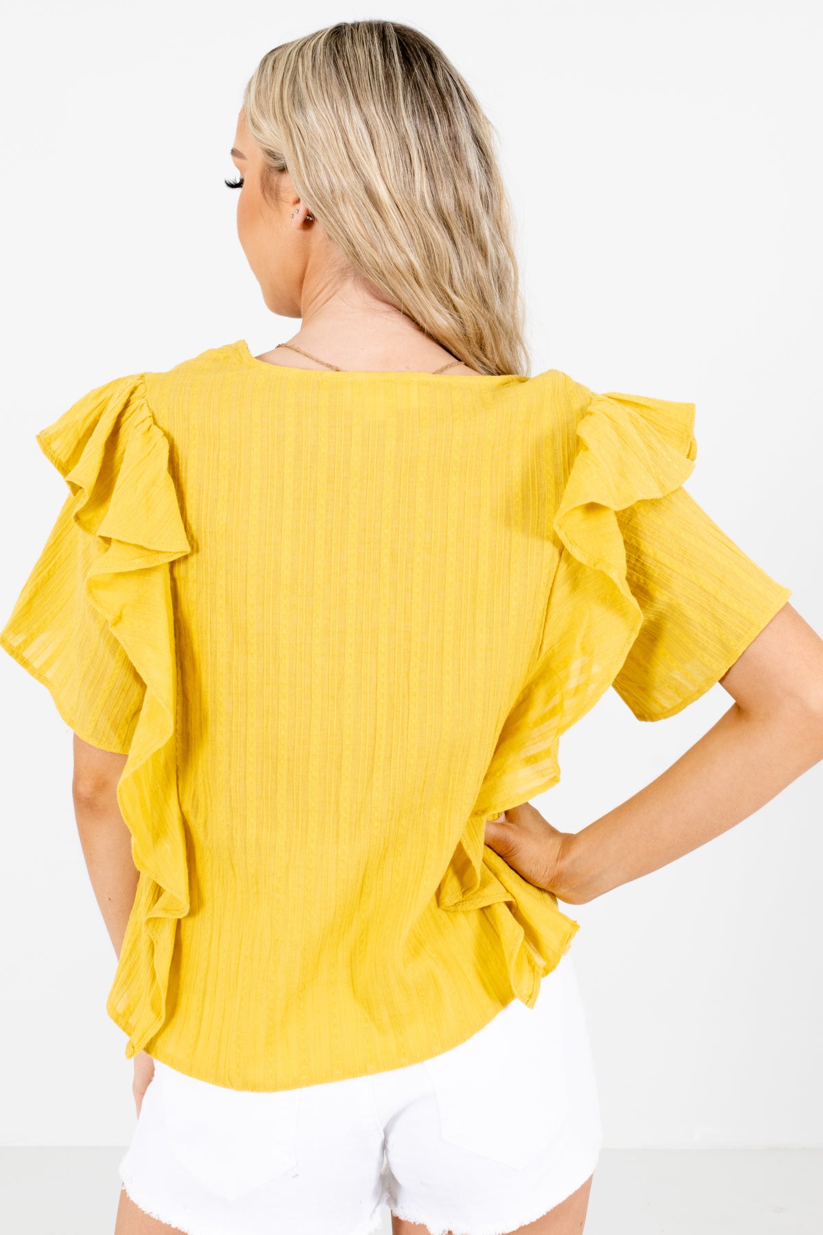 Women's Yellow High-Quality Material Boutique Blouse