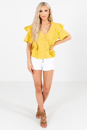Women's Yellow Business Casual Boutique Tops