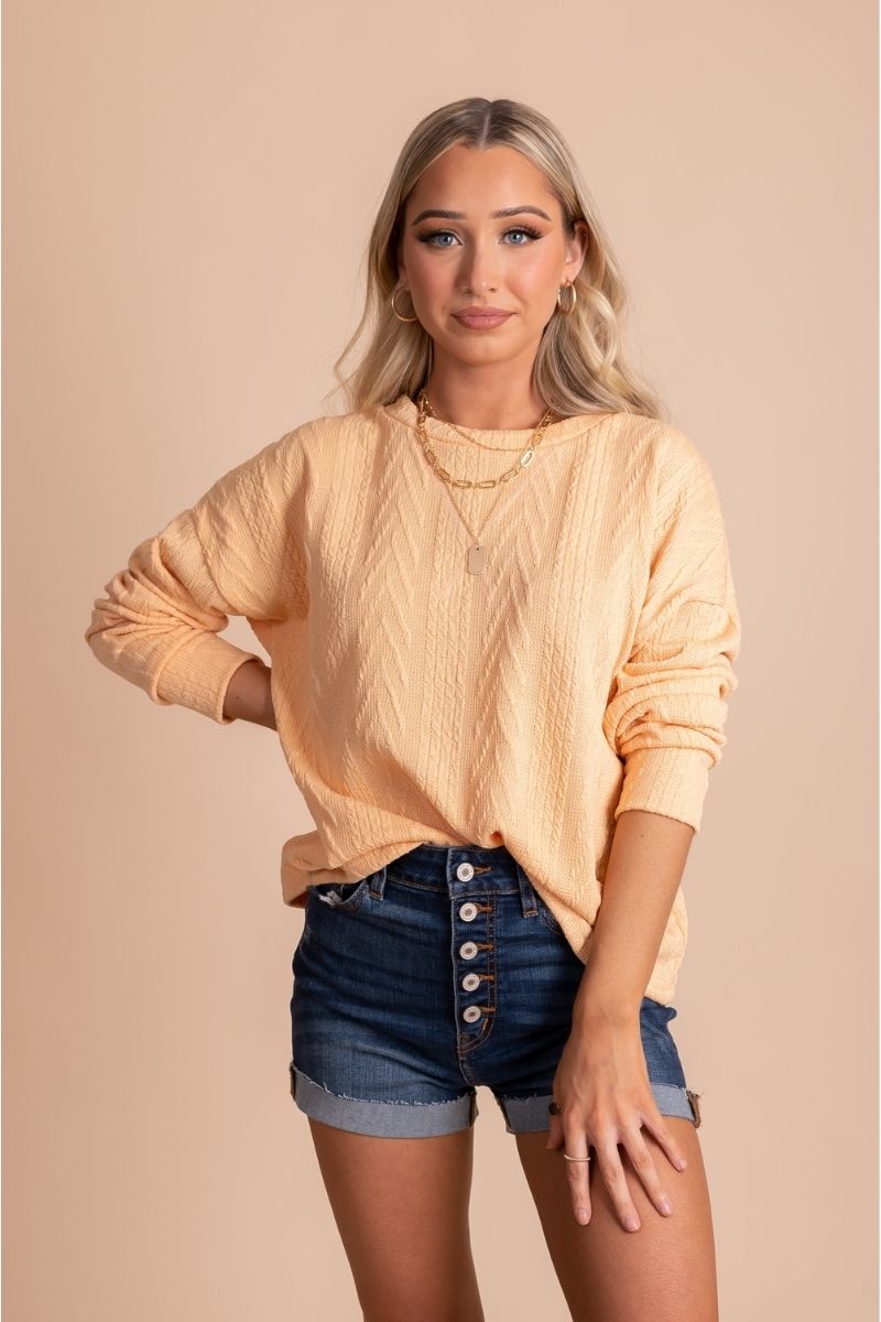 women's boutique textured pullover sweater 