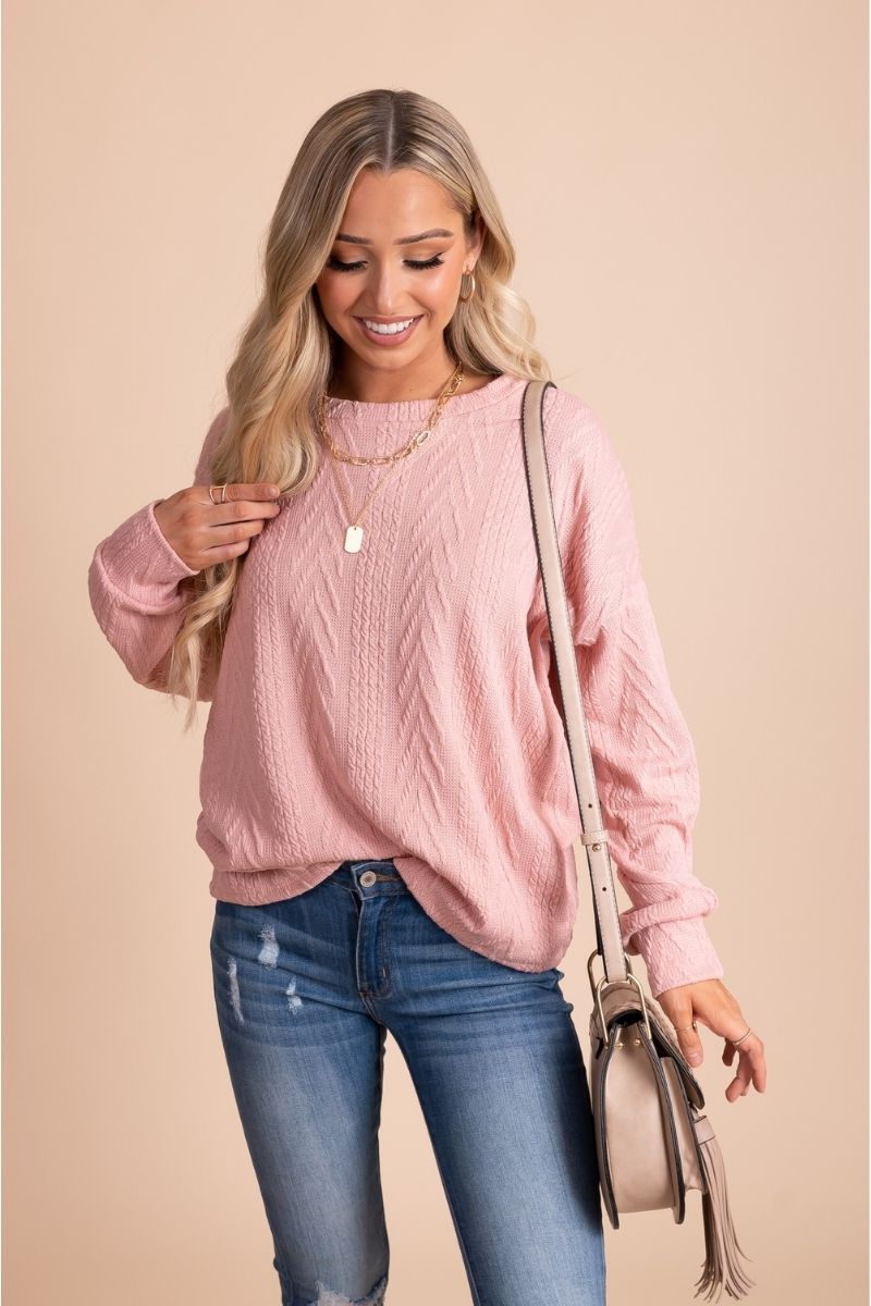 women's boutique textured pullover sweater