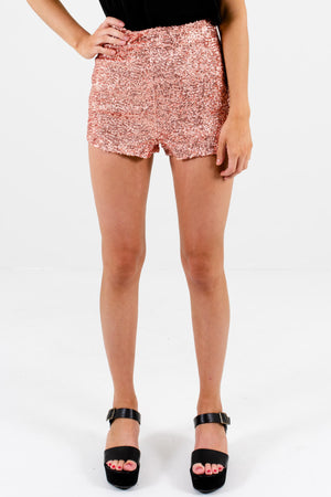 Rose Gold Pink Sequin Sparkly Short Shorts Affordable Online Boutique