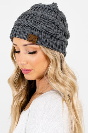 Charcoal Gray Cute and Comfortable Boutique Beanies for Women