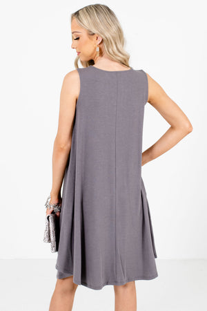 Women's Gray Lightweight Boutique Knee-Length Dress