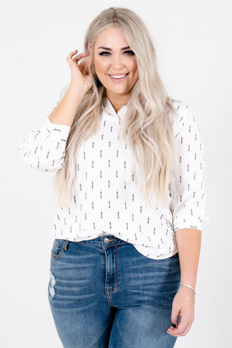 Keep You Around White Patterned Blouse
