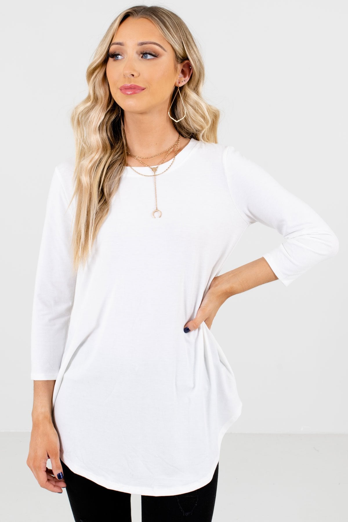 White Boutique Layering Tops for Women