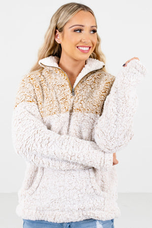 Mustard Cute and Comfortable Boutique Sherpa Pullovers for Women