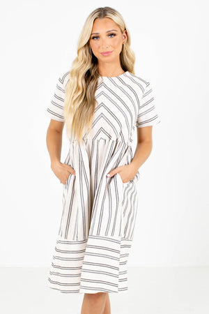 Keep the Vibe Striped Knee-Length Dress
