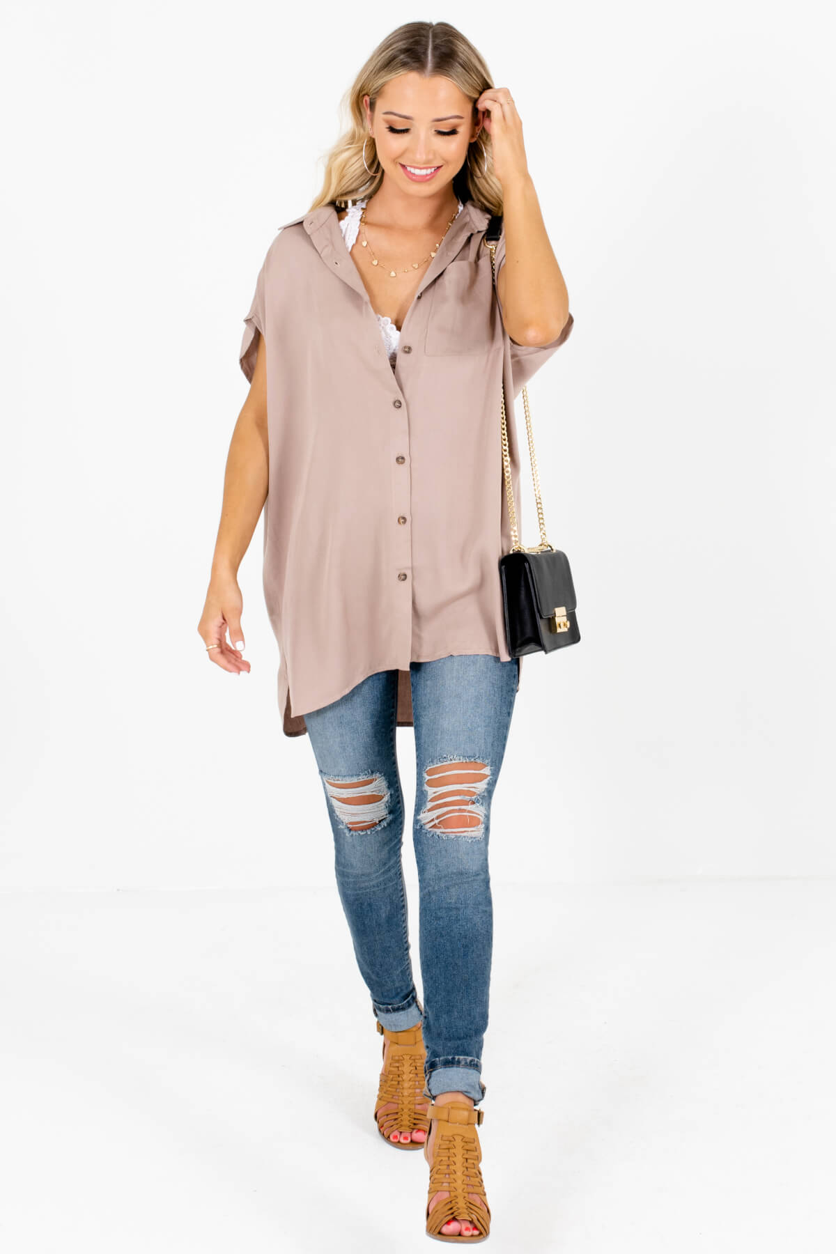 Women's Taupe Brown Spring and Summertime Boutique Clothing