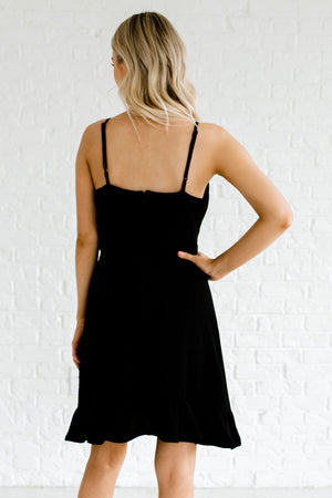 Women's Black Adjustable Strap Boutique Mini Dress