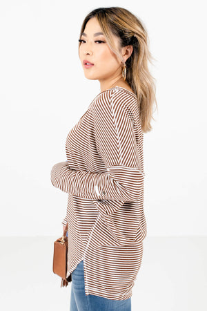 Brown High-Quality Textured Material Boutique Tops for Women