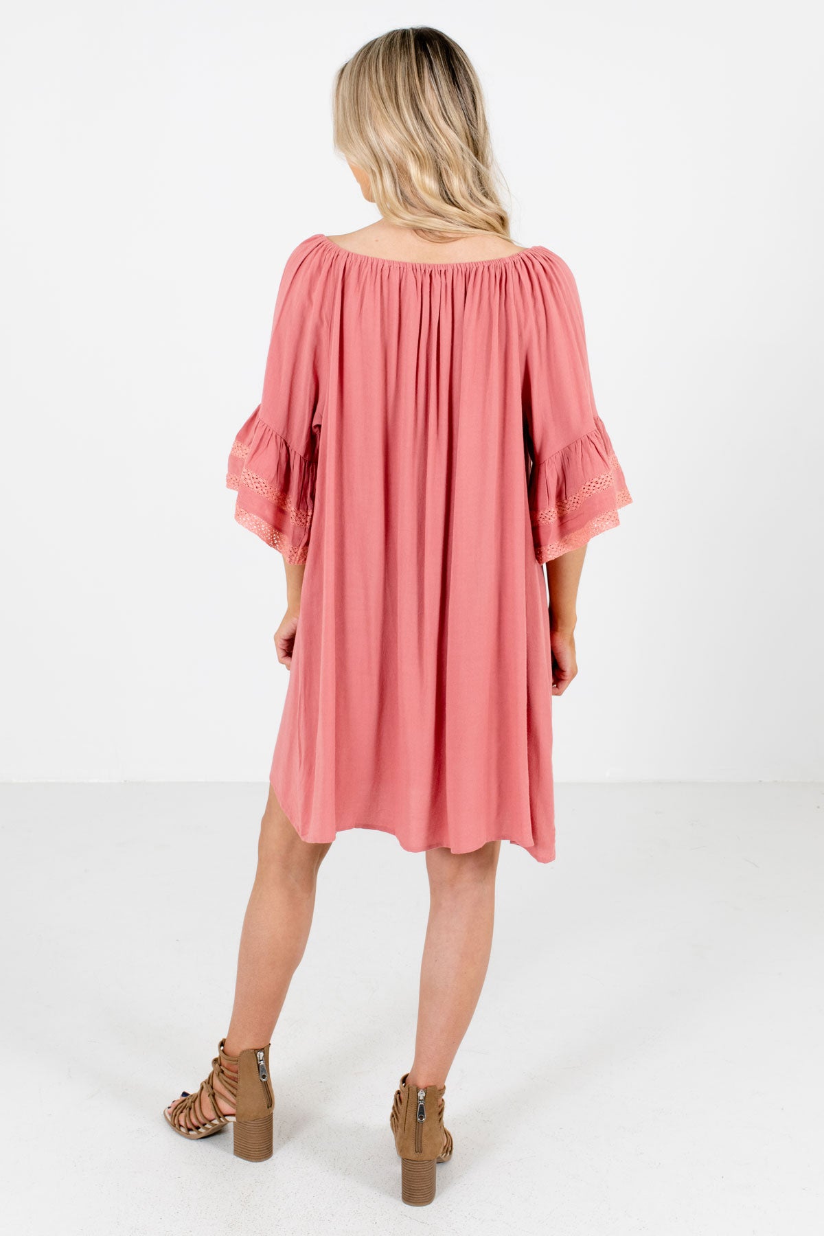 Women's Pink Bell Sleeve Boutique Mini Dress