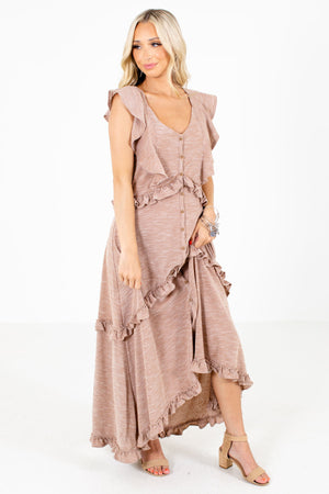 Women's Brown Cute and Comfortable Boutique Maxi Dress