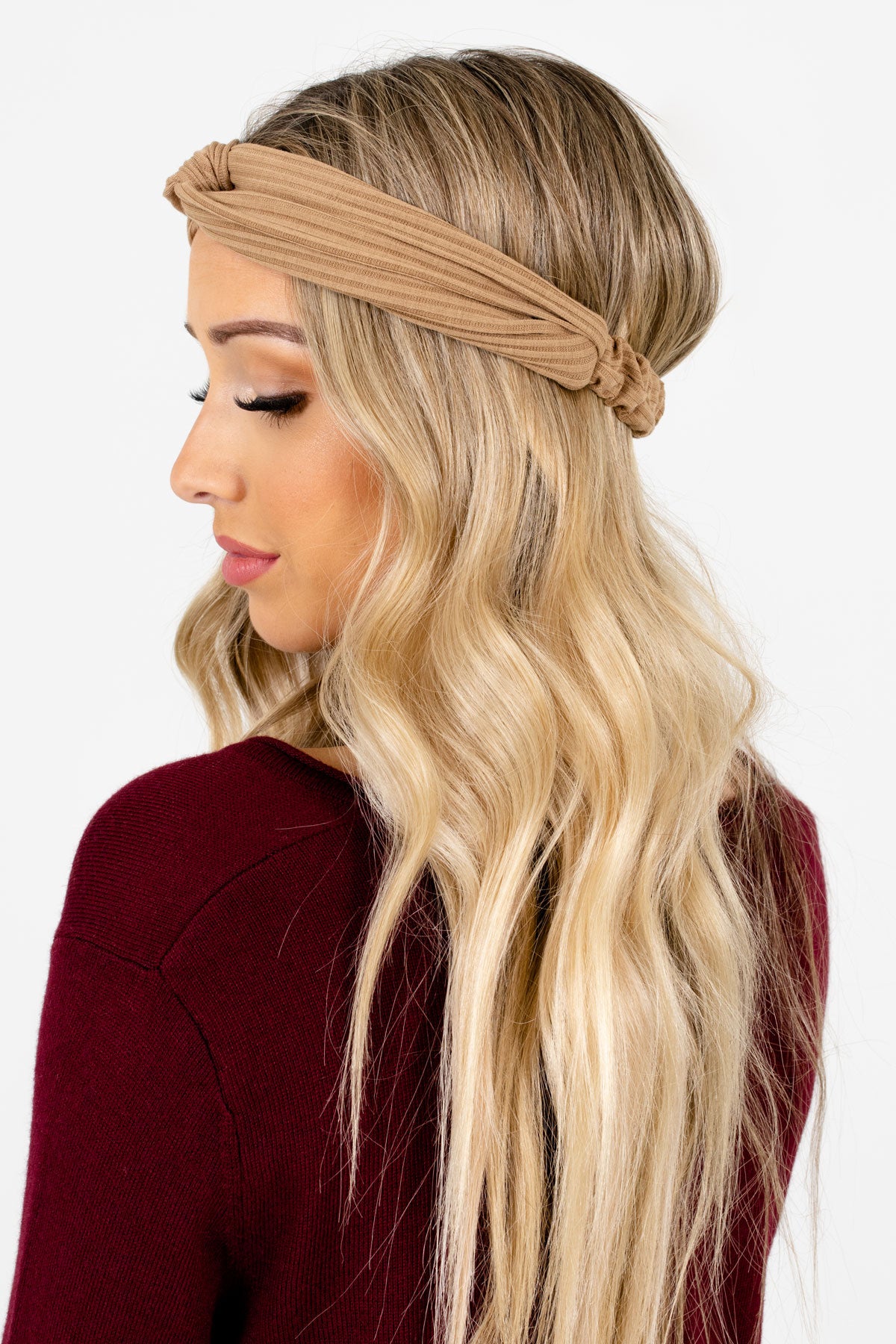 Women’s Tan Brown Infinity Knot Detailed Boutique Headband