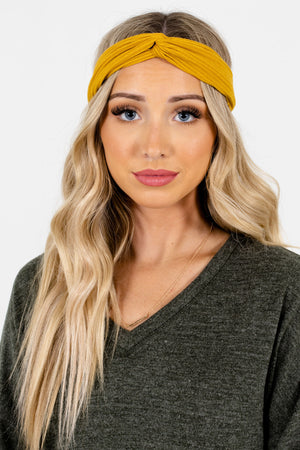 Mustard Yellow Ribbed Material Boutique Headbands for Women