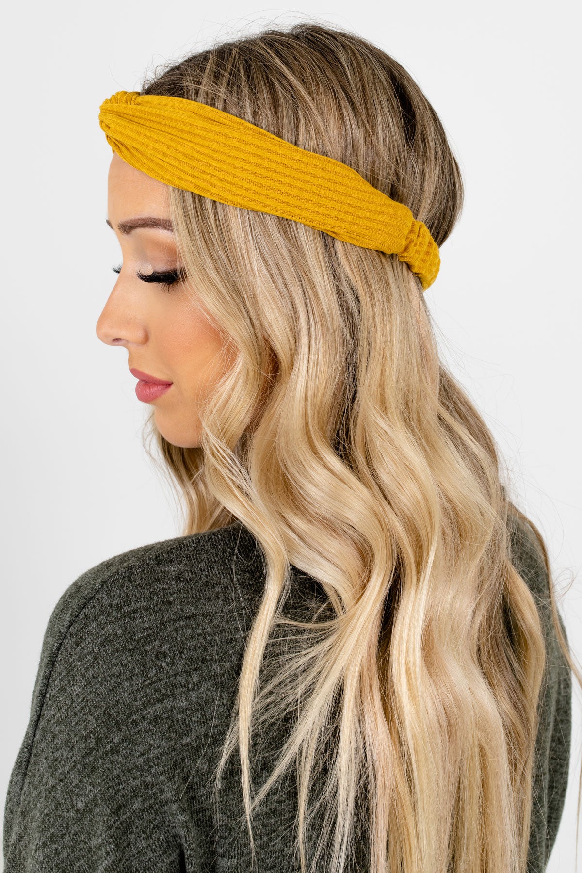 Women’s Mustard Yellow Infinity Knot Detailed Boutique Headband