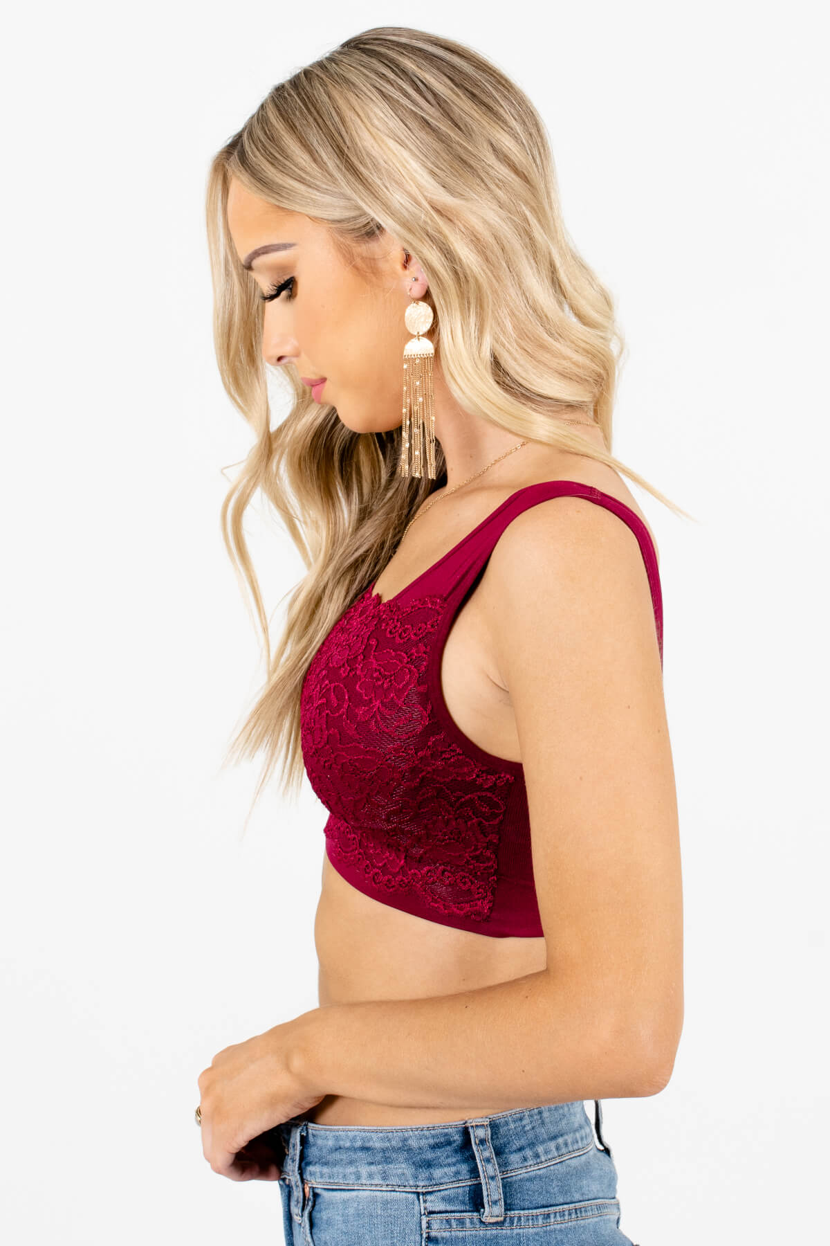 Wine Red High-Quality Material Boutique Bralettes for Women