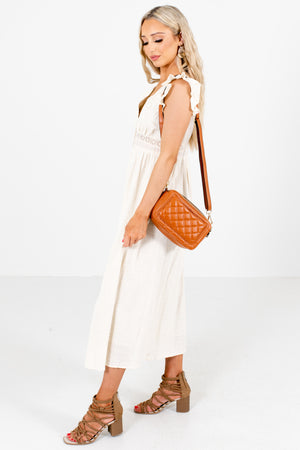 Cream Cute and Comfortable Boutique Midi Dresses for Women