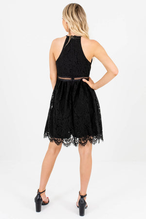 Women's Black Halter Style Neckline Boutique Mini Dresses