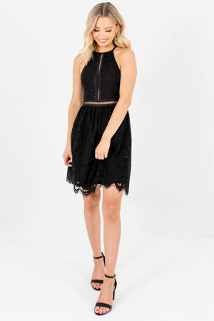 Black Back Zipper Boutique Mini Dresses for Women