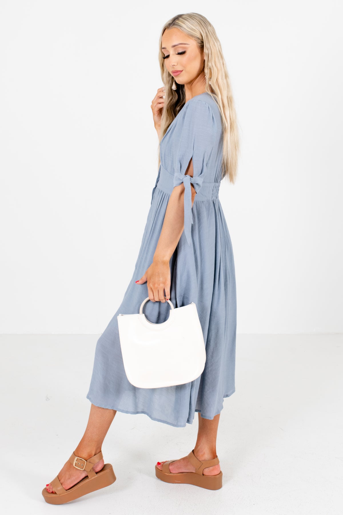 Women's Blue Cute and Comfortable Boutique Midi Dress