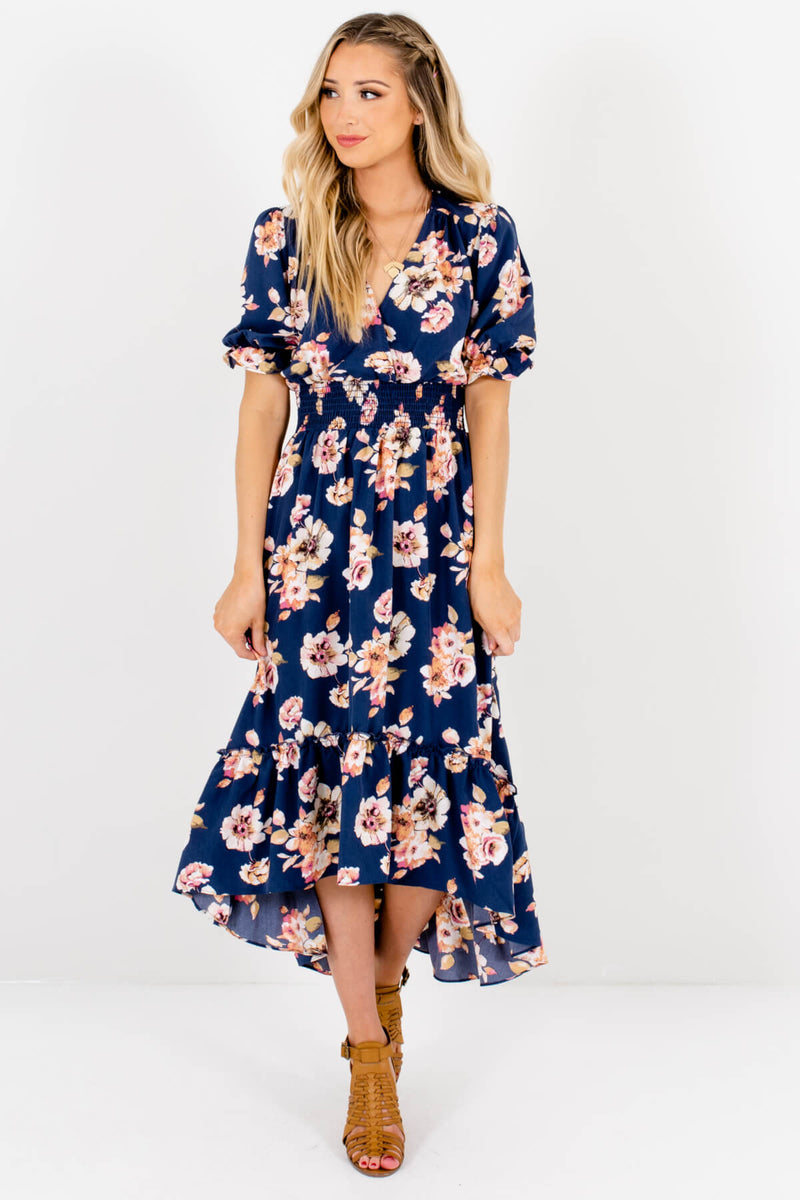 Learn to Love Blue Floral Midi Dress