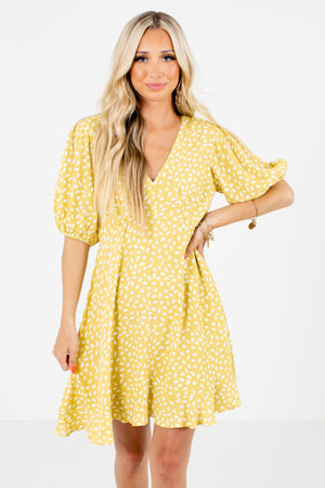 Yellow and White Boutique Mini Dresses for Women
