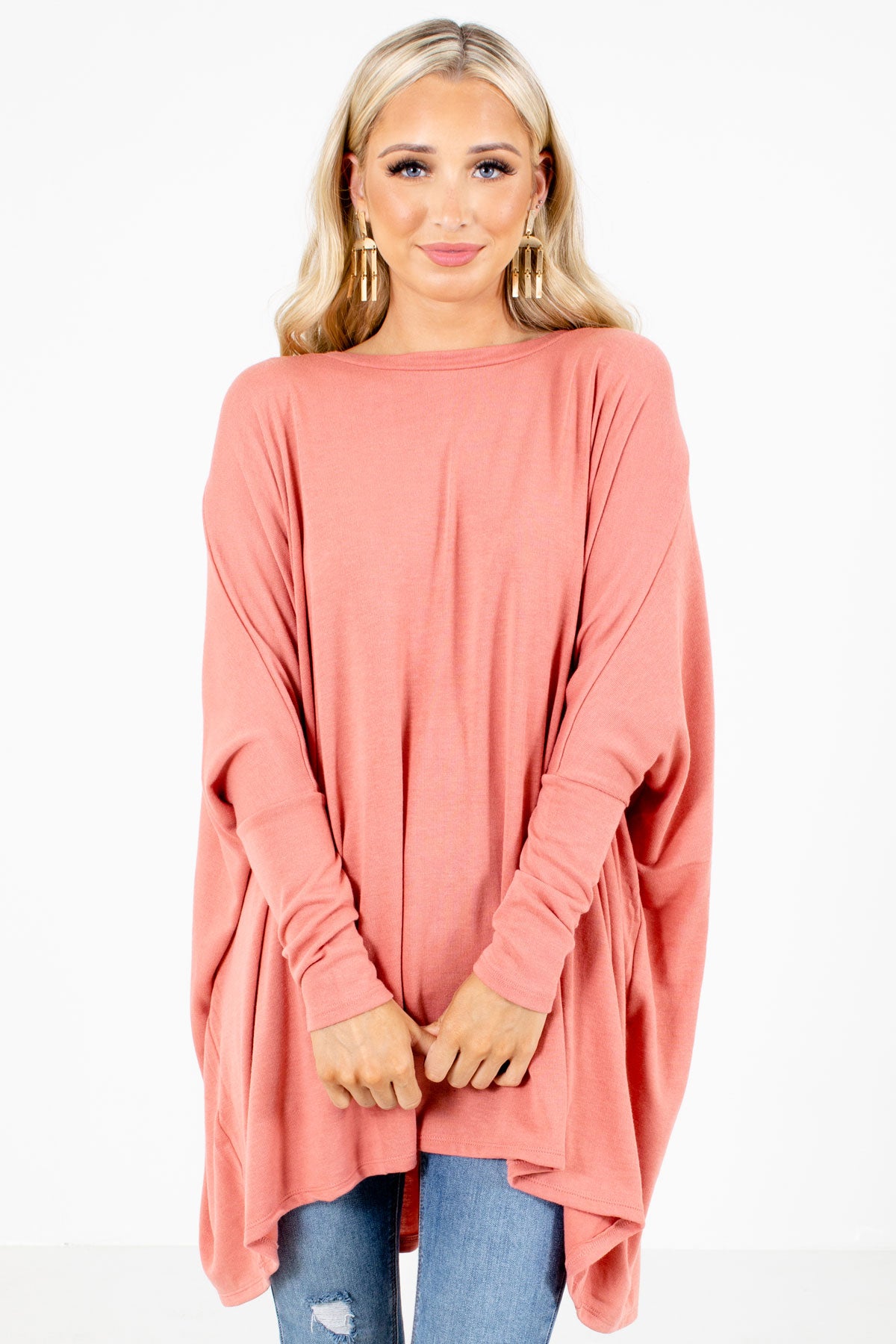 Pink Long Sleeve Boutique Tops for Women
