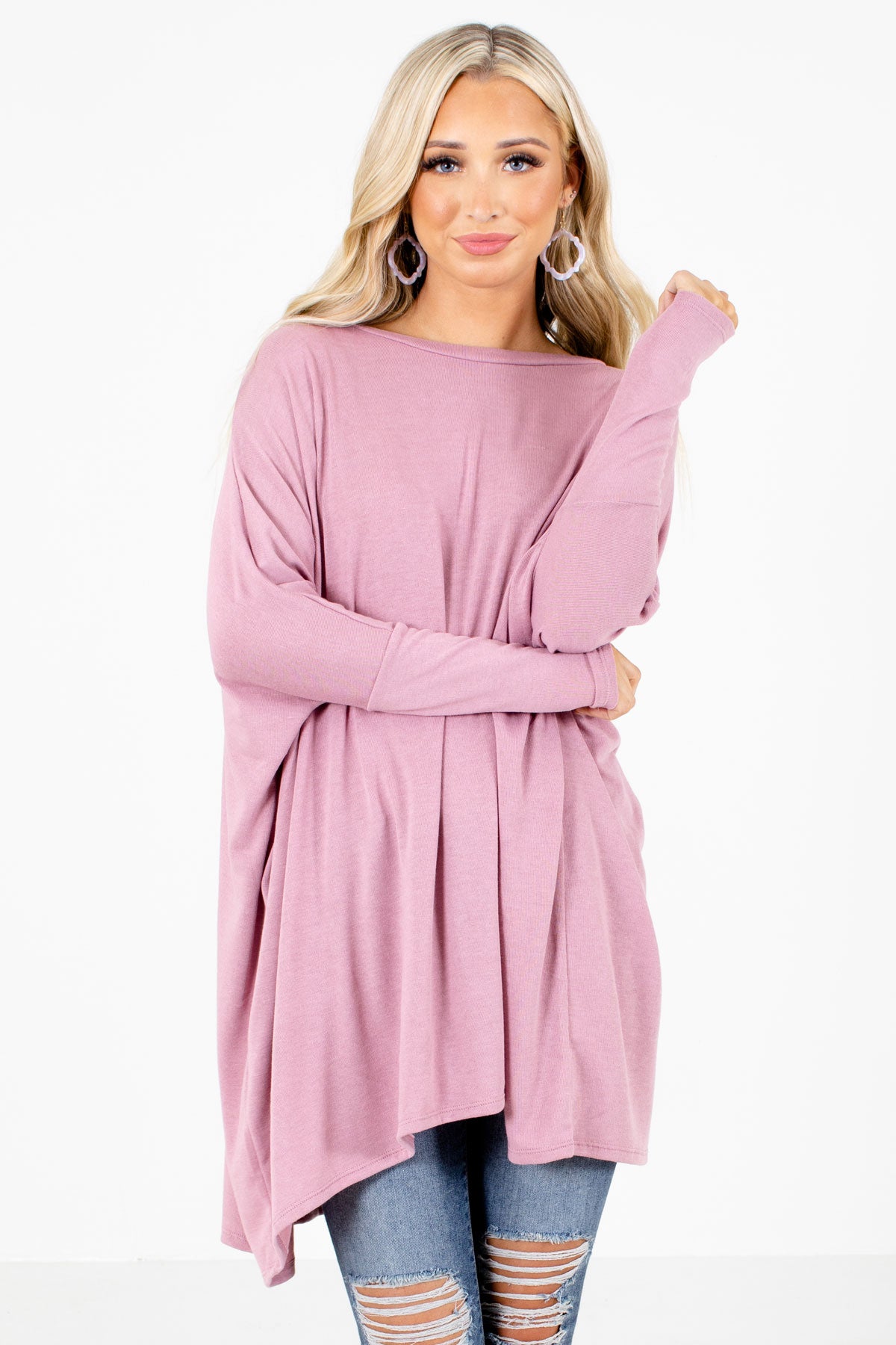 Pink Oversized Fit Boutique Tops for Women