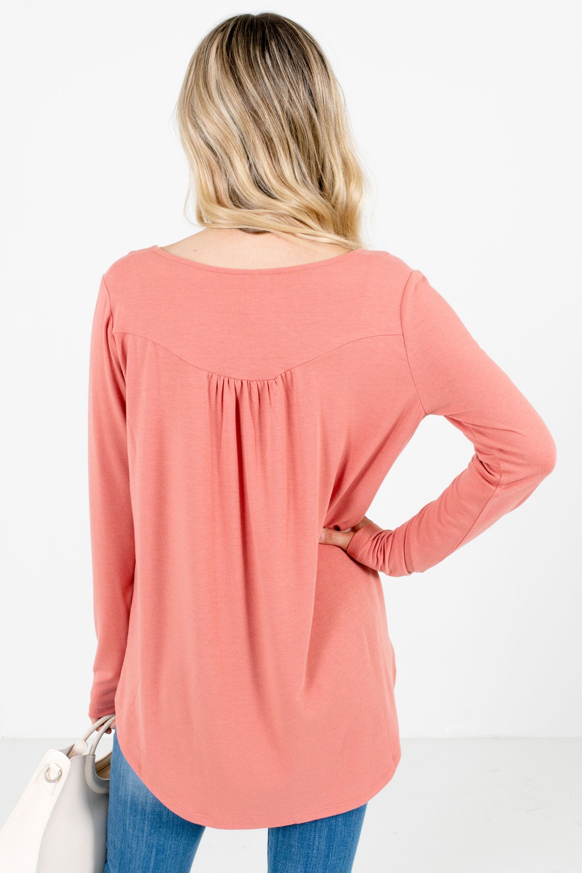 Women's Pink Pleated Accent Boutique Tops