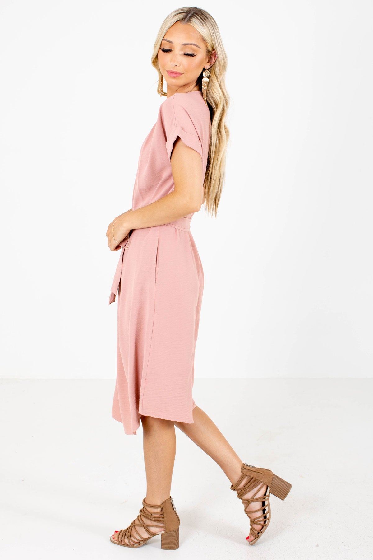 Mauve Cuffed Sleeve Boutique Dresses for Women