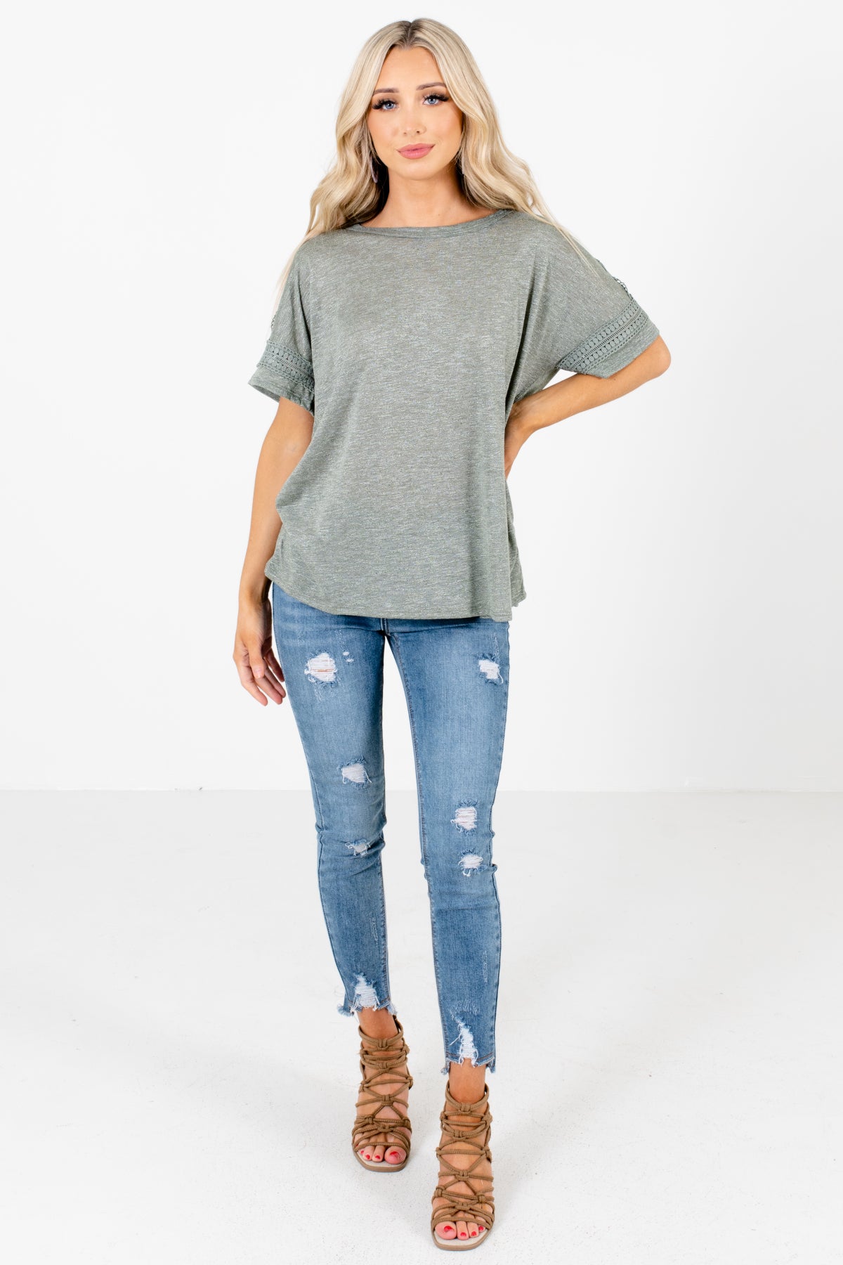 Women's Green Casual Everyday Boutique Top