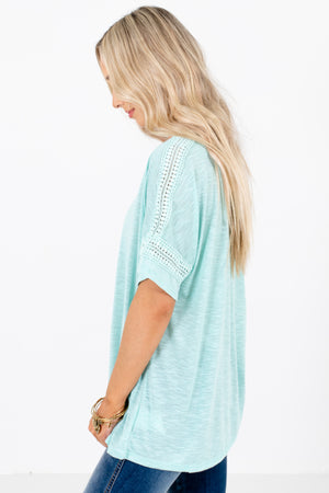 Women's Blue Short Sleeve Boutique Tops