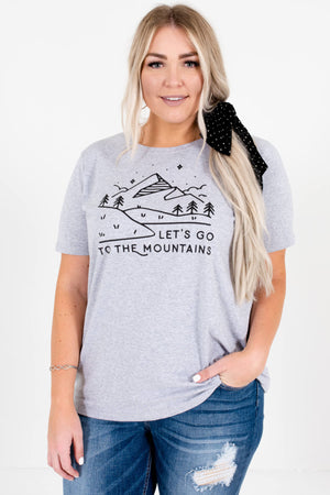 Heather Gray Boutique Plus Size Graphic T Shirts for Women