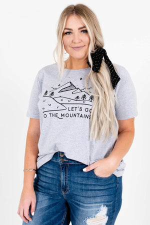 Heather Gray Mountain Graphic Boutique Plus Size T Shirts