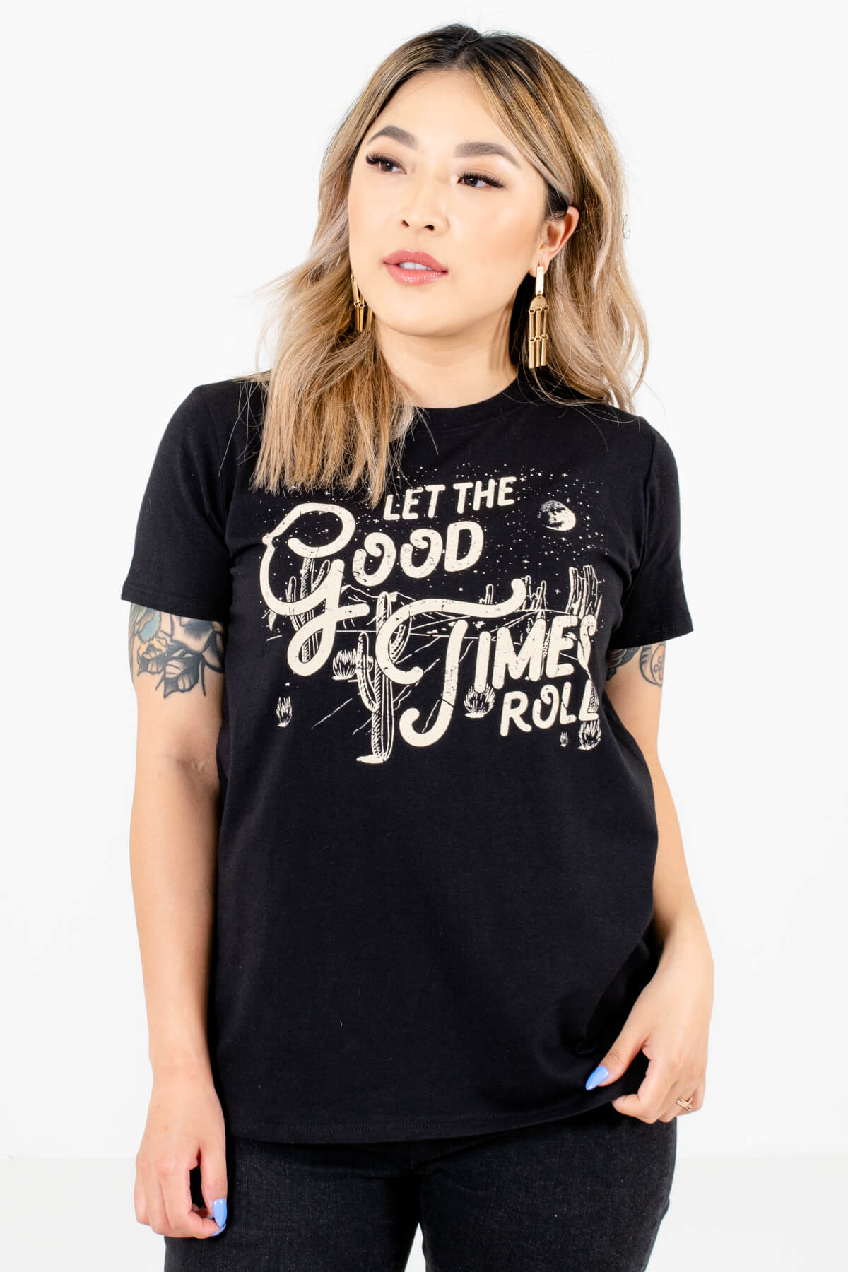 Women's Black Casual Everyday Boutique T-Shirt