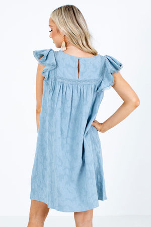 Women's Blue Flutter Sleeve Boutique Mini Dress