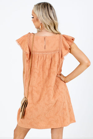 Women's Orange Keyhole Back Boutique Mini Dress