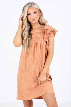 Orange Textured Material Boutique Mini Dresses for Women