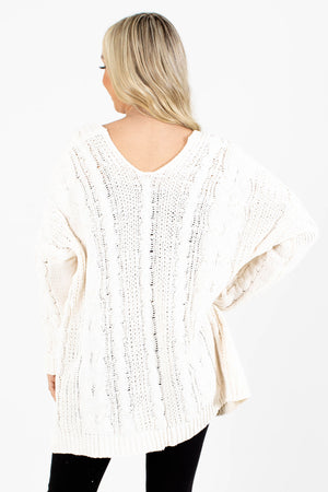 Women's Cream Boutique Cardigan with Pockets