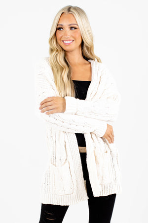 Cream Cable Knit Boutique Cardigans for Women