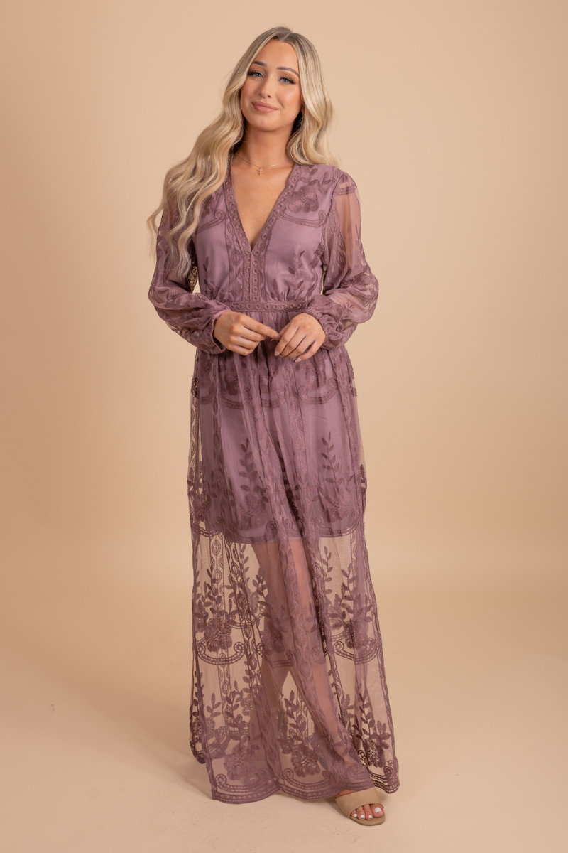 Mauve boho 2025 maxi dress