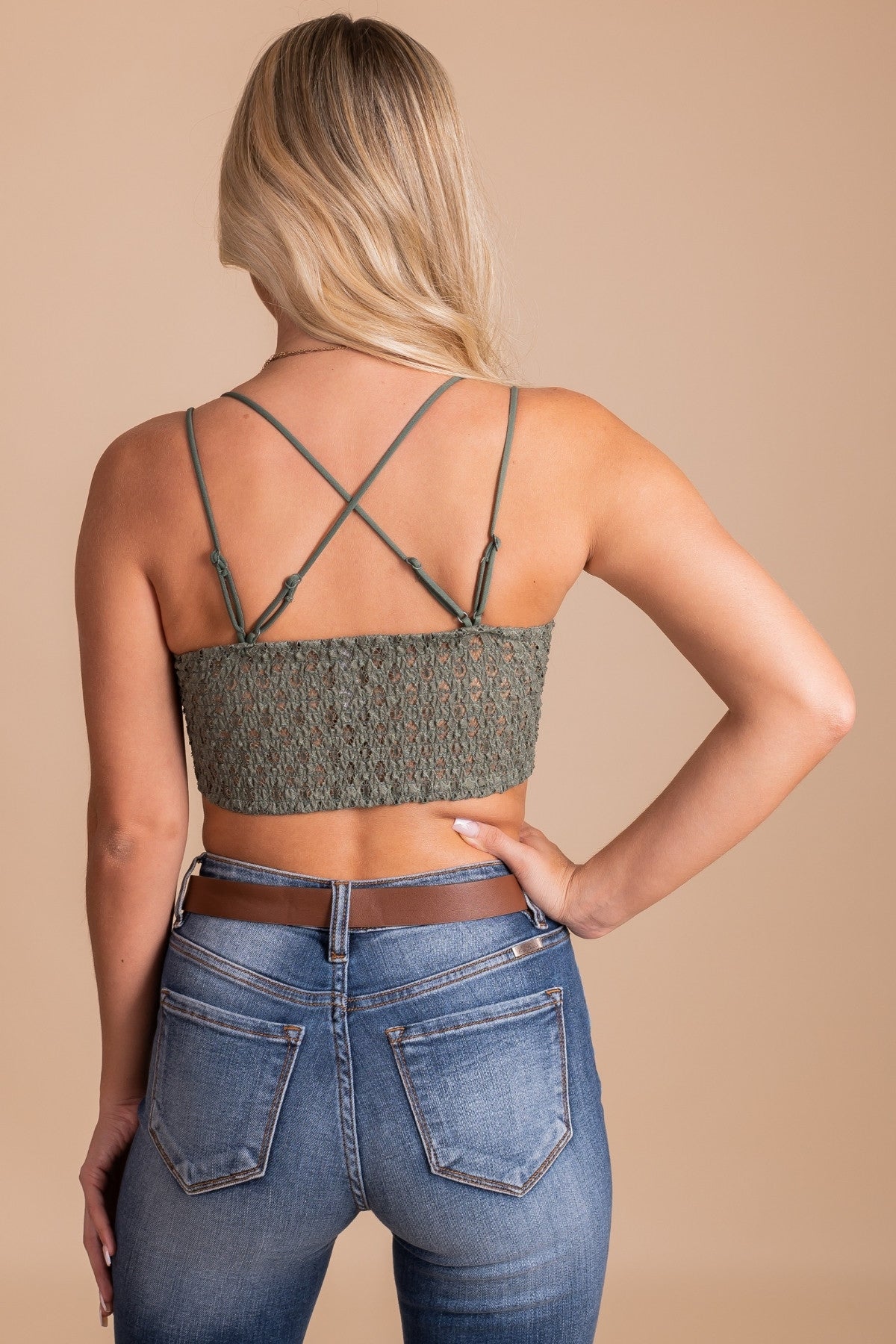 Sage Green Bralette with Criss-Cross Adjustable Straps