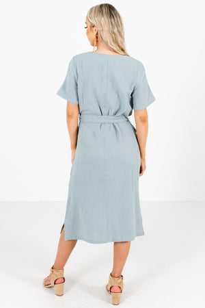 Blue Boutique Midi Dresses with Pockets for Women