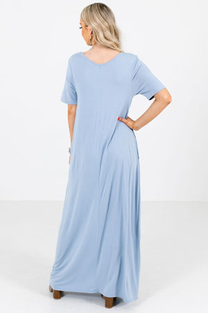 Women's Blue Lightweight Stretchy Boutique Maxi Dress