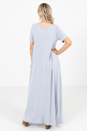 Women's Gray Boutique Maxi Dresses with Pockets