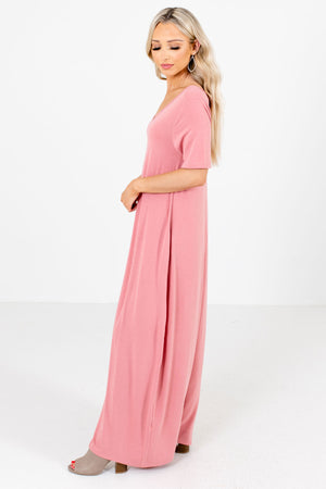 Women's Pink Short Sleeve Boutique Maxi Dress