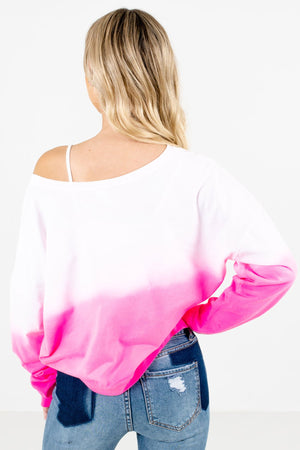 Women's Pink Wide Round Neckline Boutique Pullover