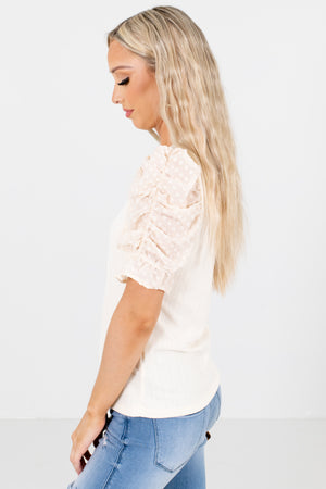 Women's Cream Cute and Comfortable Boutique Blouses